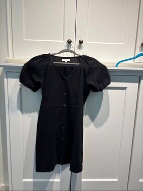 Madewell Black Mini Dress with Puff Sleeves